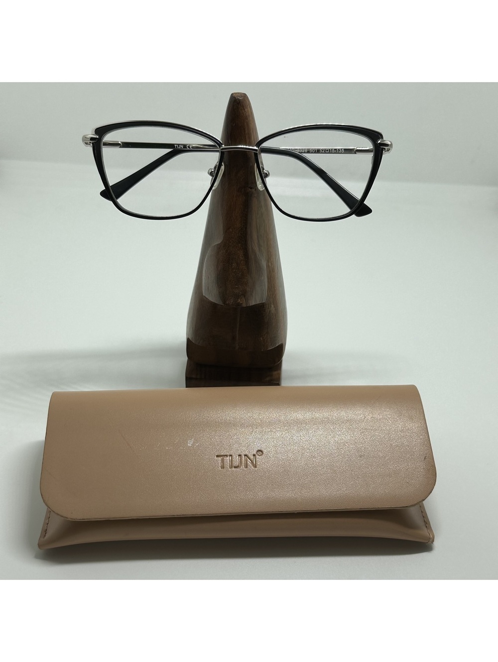 TIJN Cat Eye Black & Silver Prescription Glasses Frames with Case